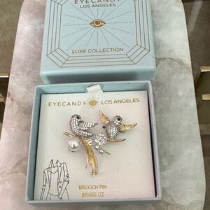 Eye Candy Los Angeles Silver and Gold Bird Brooch - pendant